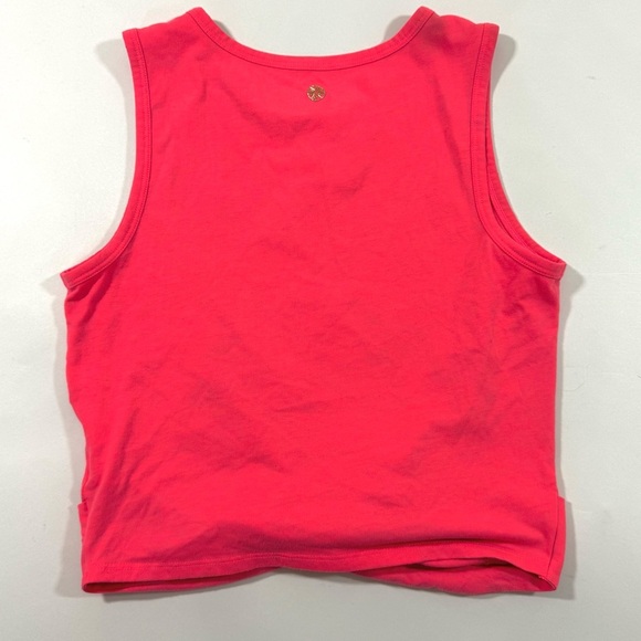 Lilly Pulitzer Greer Tank Top Luxletic Twist Crop Solid Coral Spritz - Picture 2 of 7